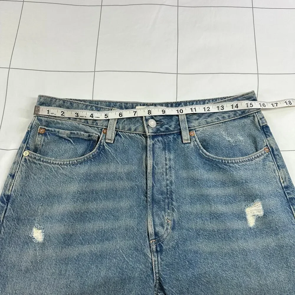 We The Free Jeans Womens 29 Blue Fast Times High Rise Mom Distressed Button Fly
